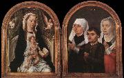 Master of the Saint Ursula Legend Diptych with the Virgin and Child and Three Donors oil on canvas
